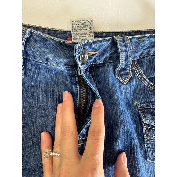 Vintage Faded Glory Denim Mini Skirt 6 Medium Wash Pocket Utility Y2K 90s - Picture 9 of 9